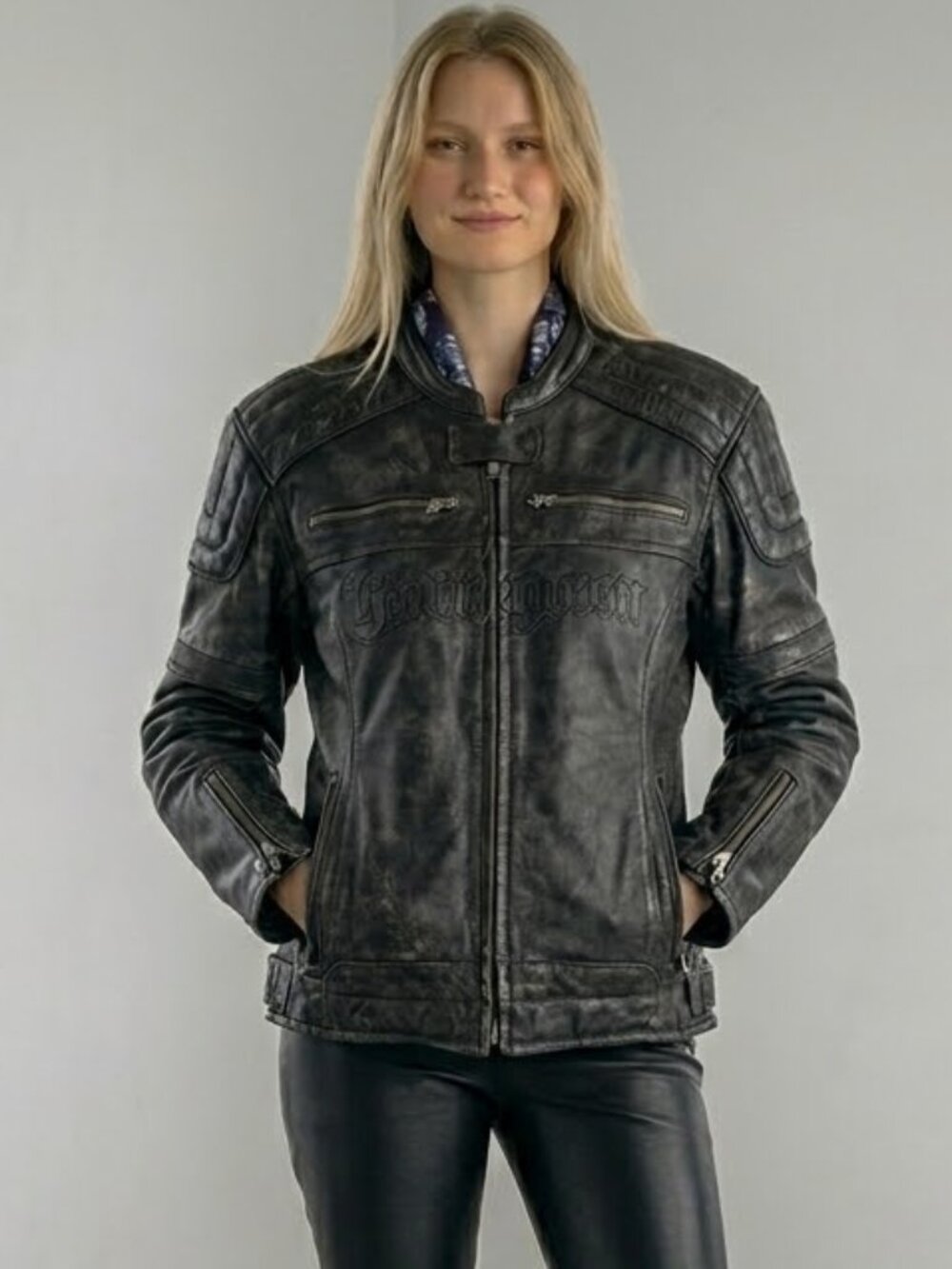 Scorpion Black Leather Motorcycle Racing Padded Armoured Biker Jacket Women's M